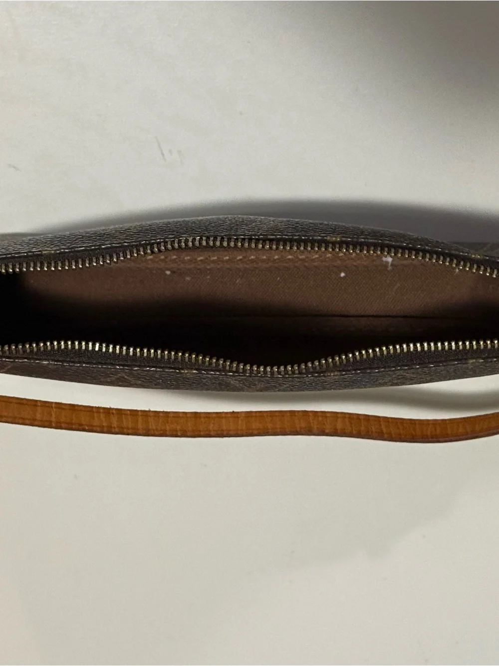 Authentic Louis Vuitton Monogram Pochette in Brown and Gold